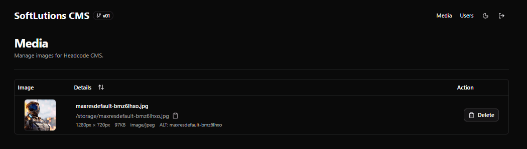 CMS media library for managing images and files